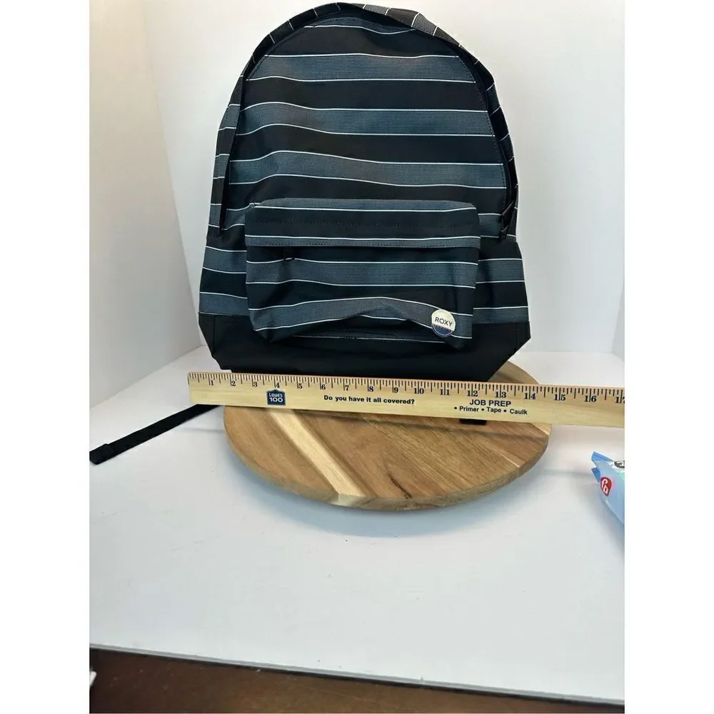 Roxy Sugar Baby Double Striped Blue Canvas Backpack Back Pack
